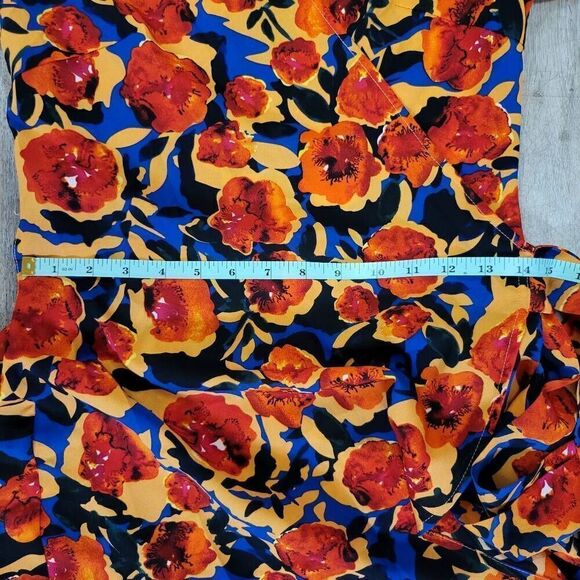 Never Fully Dressed Navy & Orange Floral Wrap Dress Size 8 Dressy Multi-Tie - Picture 9 of 10
